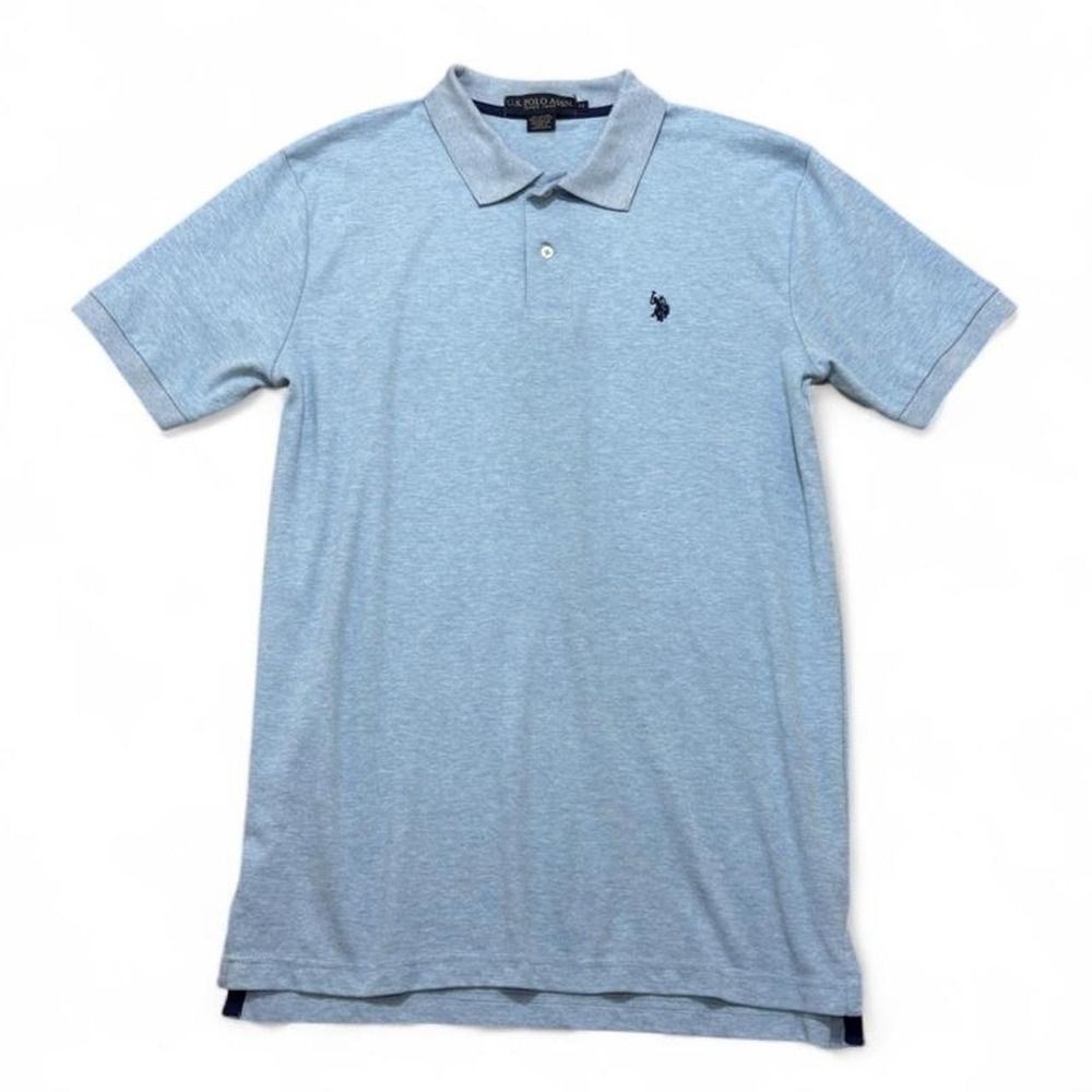 US Polo Assn Polo Shirt Classic Preppy Casual Interlock Heather Blue Men's M